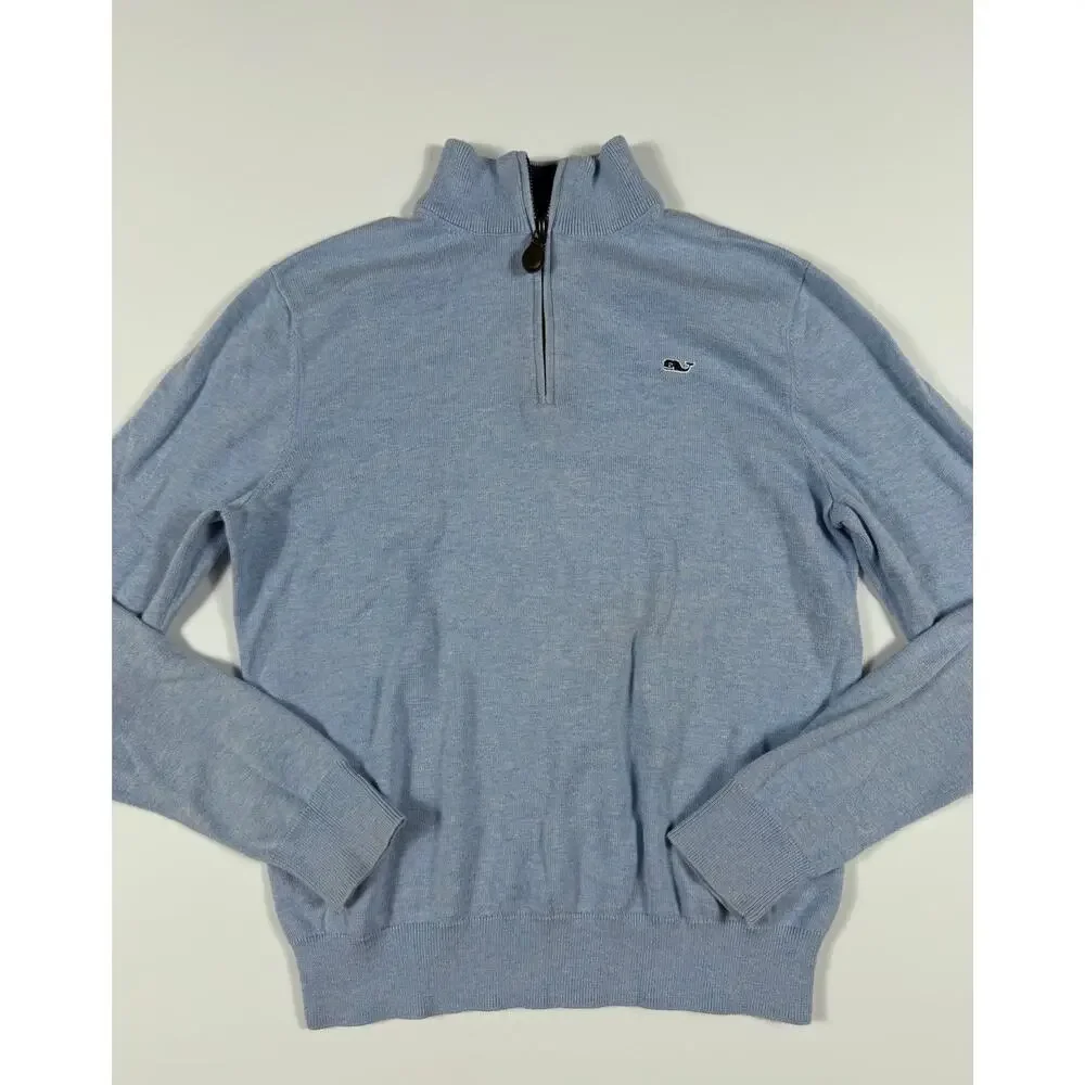 Vineyard Vines Boys Cotton Boathouse Quarter Zip Sweater Blue Size 16 (Large)